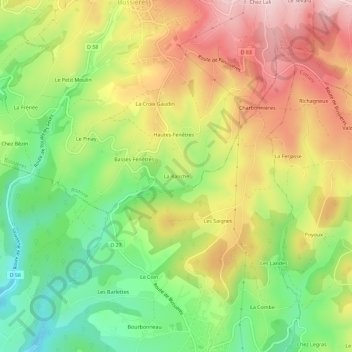 Mapa topográfico La Ranche, altitud, relieve