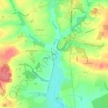Mapa topográfico Charlay, altitud, relieve