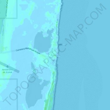 Mapa topográfico Xcalak, altitud, relieve
