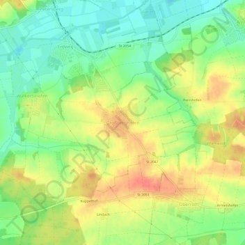 Mapa topográfico Großberghofen, altitud, relieve