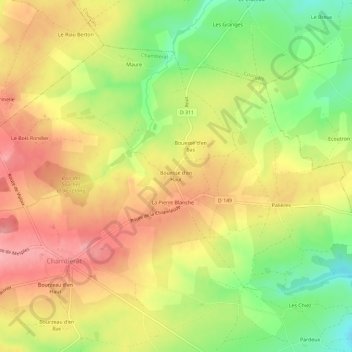 Mapa topográfico Bouesse d'en Haut, altitud, relieve