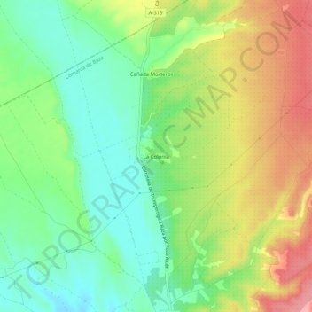Mapa topográfico La Colonia, altitud, relieve