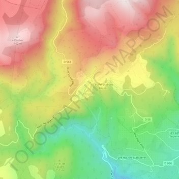 Mapa topográfico Le Village, altitud, relieve