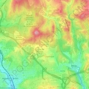 Mapa topográfico Venda Seca, altitud, relieve