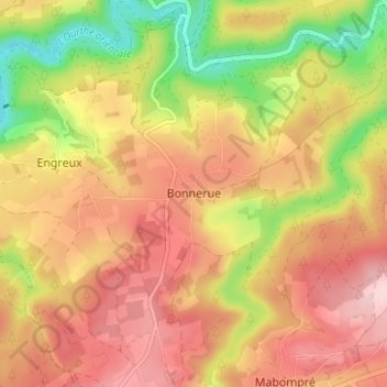 Mapa topográfico Bonnerue, altitud, relieve