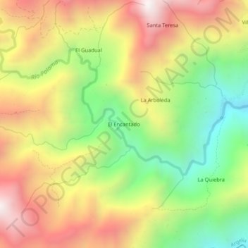 Mapa topográfico El Encantado, altitud, relieve