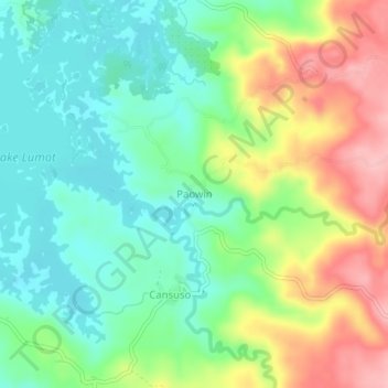 Mapa topográfico Paowin, altitud, relieve