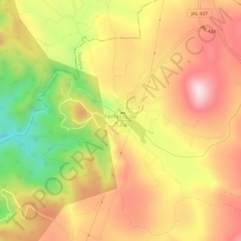 Mapa topográfico Ferrería de Tula, altitud, relieve