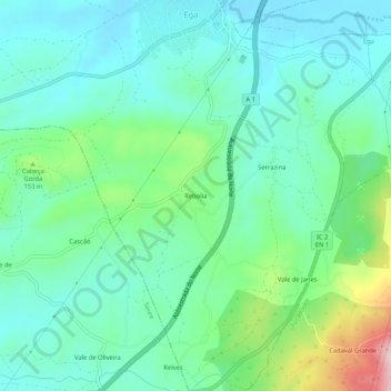 Mapa topográfico Rebolia, altitud, relieve