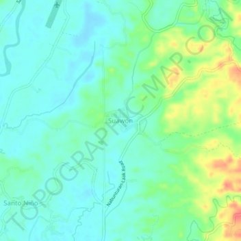 Mapa topográfico Suawon, altitud, relieve