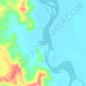 Mapa topográfico Muyuna de Anda, altitud, relieve