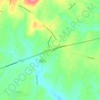 Mapa topográfico Saint Thomas, altitud, relieve