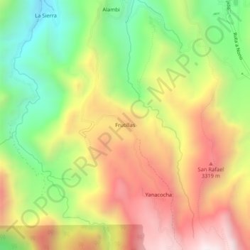 Mapa topográfico Frutillas, altitud, relieve
