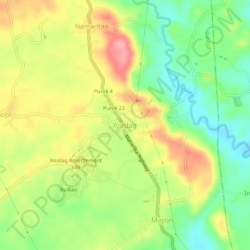 Mapa topográfico Anislag, altitud, relieve