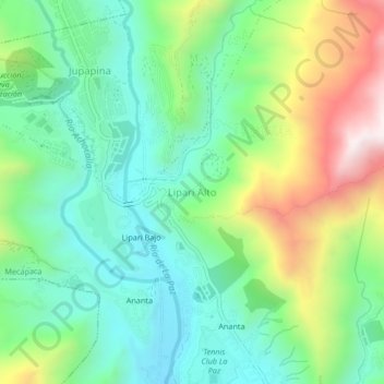 Mapa topográfico Lipari Alto, altitud, relieve