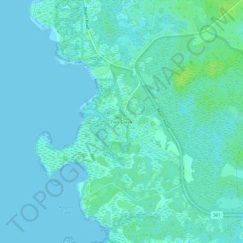 Mapa topográfico Fish Creek, altitud, relieve
