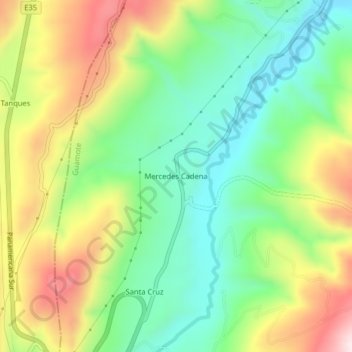 Mapa topográfico Mercedes Cadena, altitud, relieve