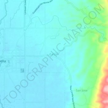 Mapa topográfico Carcor, altitud, relieve