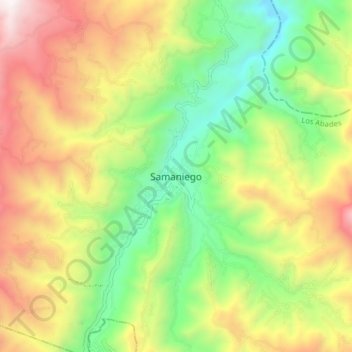 Mapa topográfico Samaniego, altitud, relieve