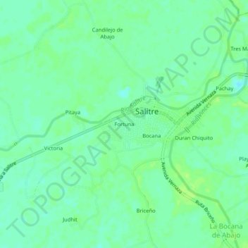Mapa topográfico Fortuna, altitud, relieve