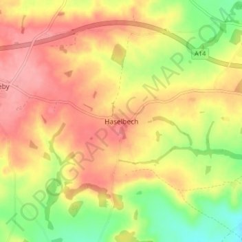 Mapa topográfico Haselbech, altitud, relieve