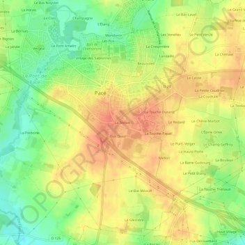Mapa topográfico La Teillais, altitud, relieve