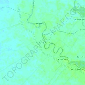 Mapa topográfico Vuelta Larga, altitud, relieve
