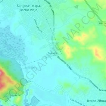 Mapa topográfico Barbulillas, altitud, relieve