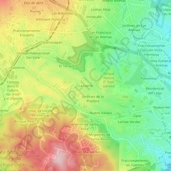 Mapa topográfico La Loma, altitud, relieve