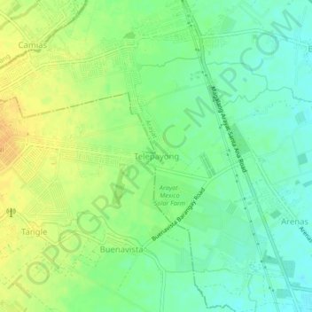 Mapa topográfico Telapayong, altitud, relieve