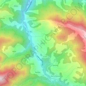 Mapa topográfico Lerones, altitud, relieve