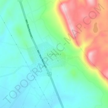 Mapa topográfico Calamarca, altitud, relieve