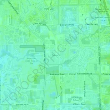 Mapa topográfico Estero, altitud, relieve