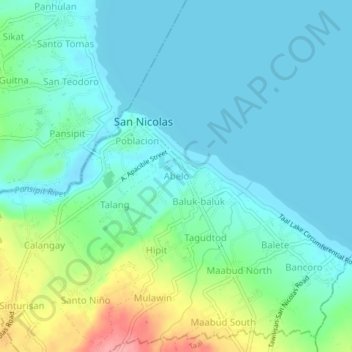 Mapa topográfico Abelo, altitud, relieve