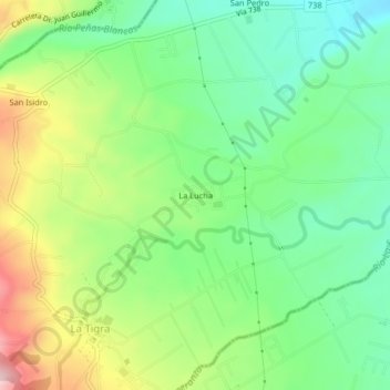 Mapa topográfico La Lucha, altitud, relieve