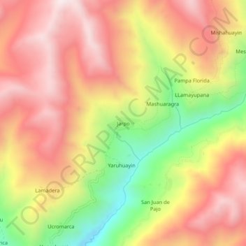 Mapa topográfico Jarpo, altitud, relieve