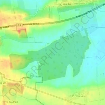 Mapa topográfico Herbillon, altitud, relieve