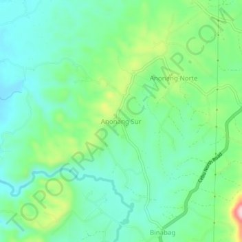 Mapa topográfico Anonang Sur, altitud, relieve