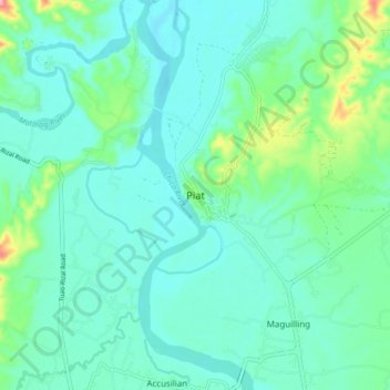 Mapa topográfico Piat, altitud, relieve