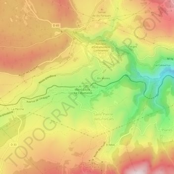 Mapa topográfico La Cabanasse, altitud, relieve