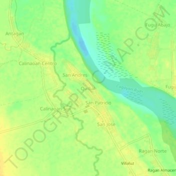 Mapa topográfico Quibal, altitud, relieve