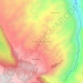 Mapa topográfico El Palmar Grande, altitud, relieve