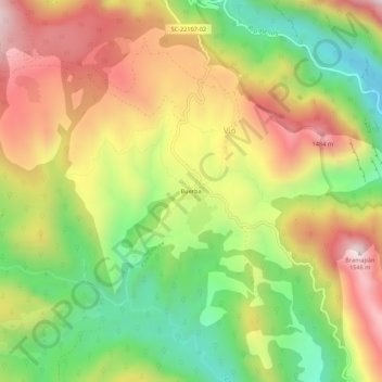 Mapa topográfico Buerba, altitud, relieve