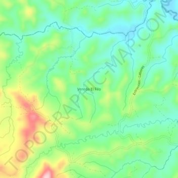 Mapa topográfico Vereda El Filo, altitud, relieve