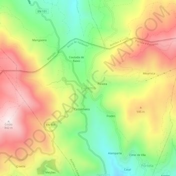 Mapa topográfico Extremo, altitud, relieve
