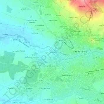 Mapa topográfico Le Petit Bignon, altitud, relieve