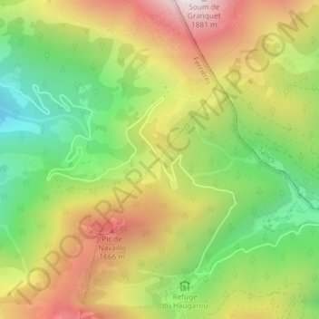 Mapa topográfico Col de Spandelles, altitud, relieve
