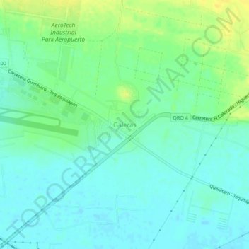 Mapa topográfico Galeras, altitud, relieve