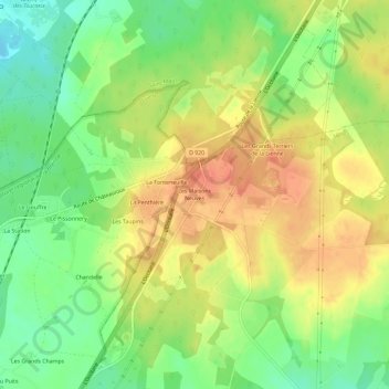 Mapa topográfico Les Maisons Neuves, altitud, relieve