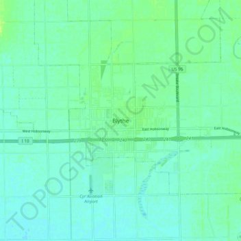 Mapa topográfico Blythe, altitud, relieve
